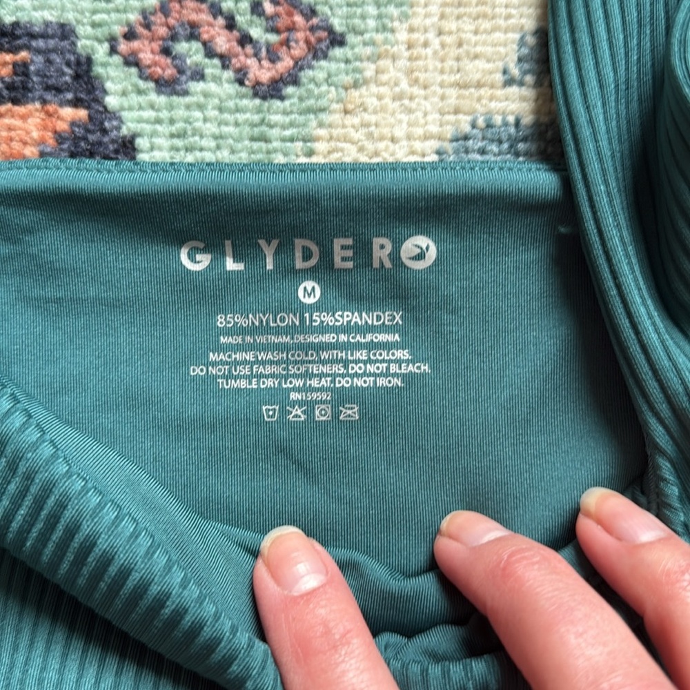 Glyder Teal Ribbed Sports Bra - Picture 2 of 3
